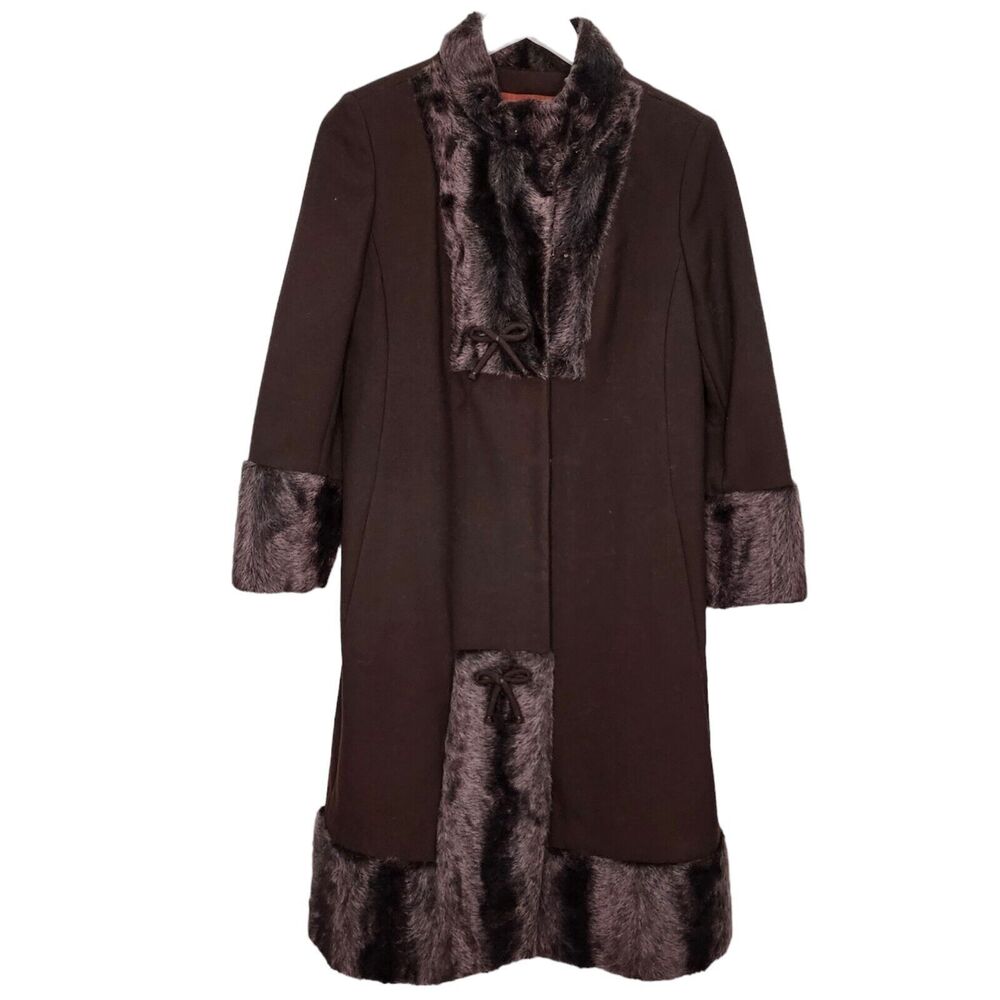 Vintage 1950's Shagmoor 100% Wool Penny Lane Princess Coat Fur Trim One Size